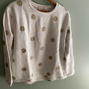 Zara Girls Cream and Gold Polka Dot Sweater